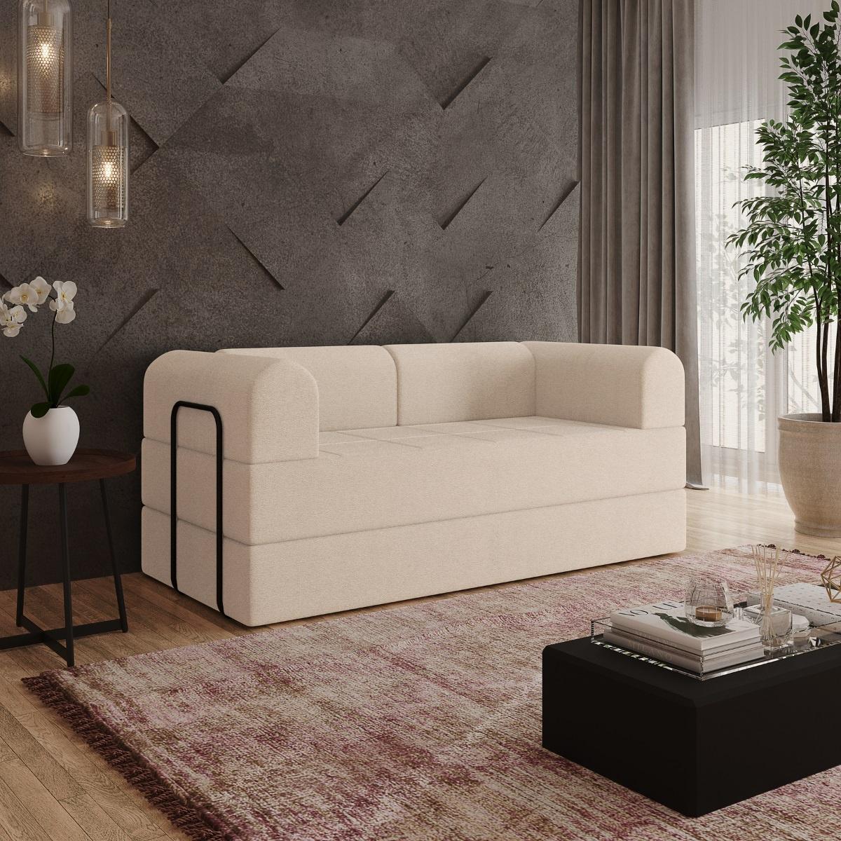 Sofá 2 Lugares Estofado D-plus 160 Cm Monaco - Boucle Bege