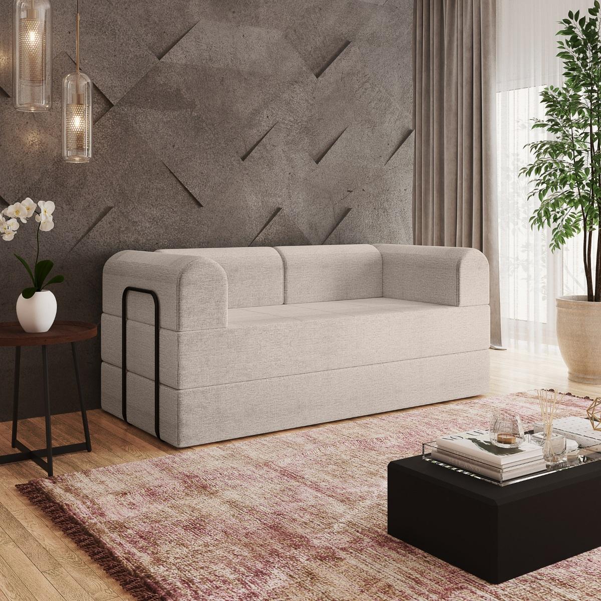 Sofá 2 Lugares Estofado D-plus 160 Cm Monaco - Linho Bege