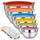 Conjunto De Taças De Mistura Fyrnova Em Aço Inoxidável 6 Com Tampas 1,1-5,5 L