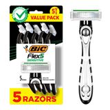 Barbeador Descartável Bic Flex 5 Sensitive Para Homens, Pacote Com 5