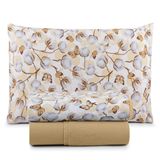 Jogo Cama Lençol Sonnet Solteiro Malha Estampada 100% Algodão 3 Peças - Borboleta - Mostarda
