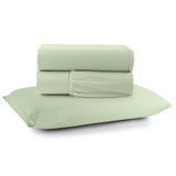 Jogo Cama Lençol Sonnet Solteiro Malha Lisa 100% Algodão Macio 3 Peças - Verde Claro