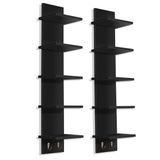 Prateleira De Parede Sorbus 5 Tier Com Ganchos 30x15x13cm (pacote Com 2)