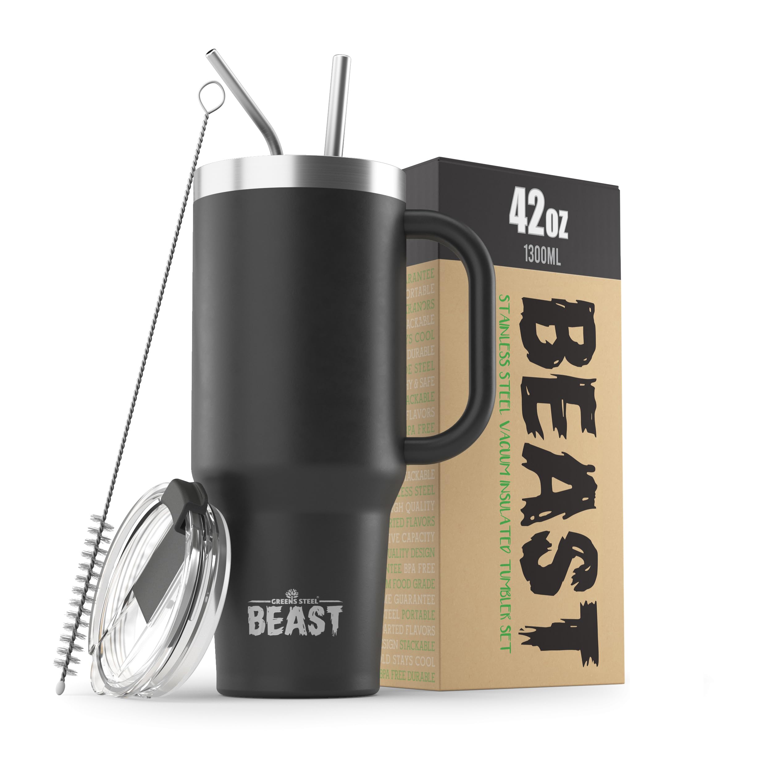 Tumbler Greens Steel Beast 1250ml Em Aço Inoxidável Isolado A Vácuo