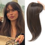 Topper De Cabelo Elevave 18 Cm Com Franja Fina E Sem Corte Marrom Castanho