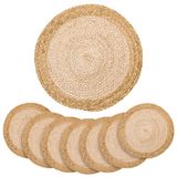 Conjunto De 8 Jogos Americanos Redondos Em Tecido De Vime De Vime De Vime De 33 Cm Boho Farmhouse