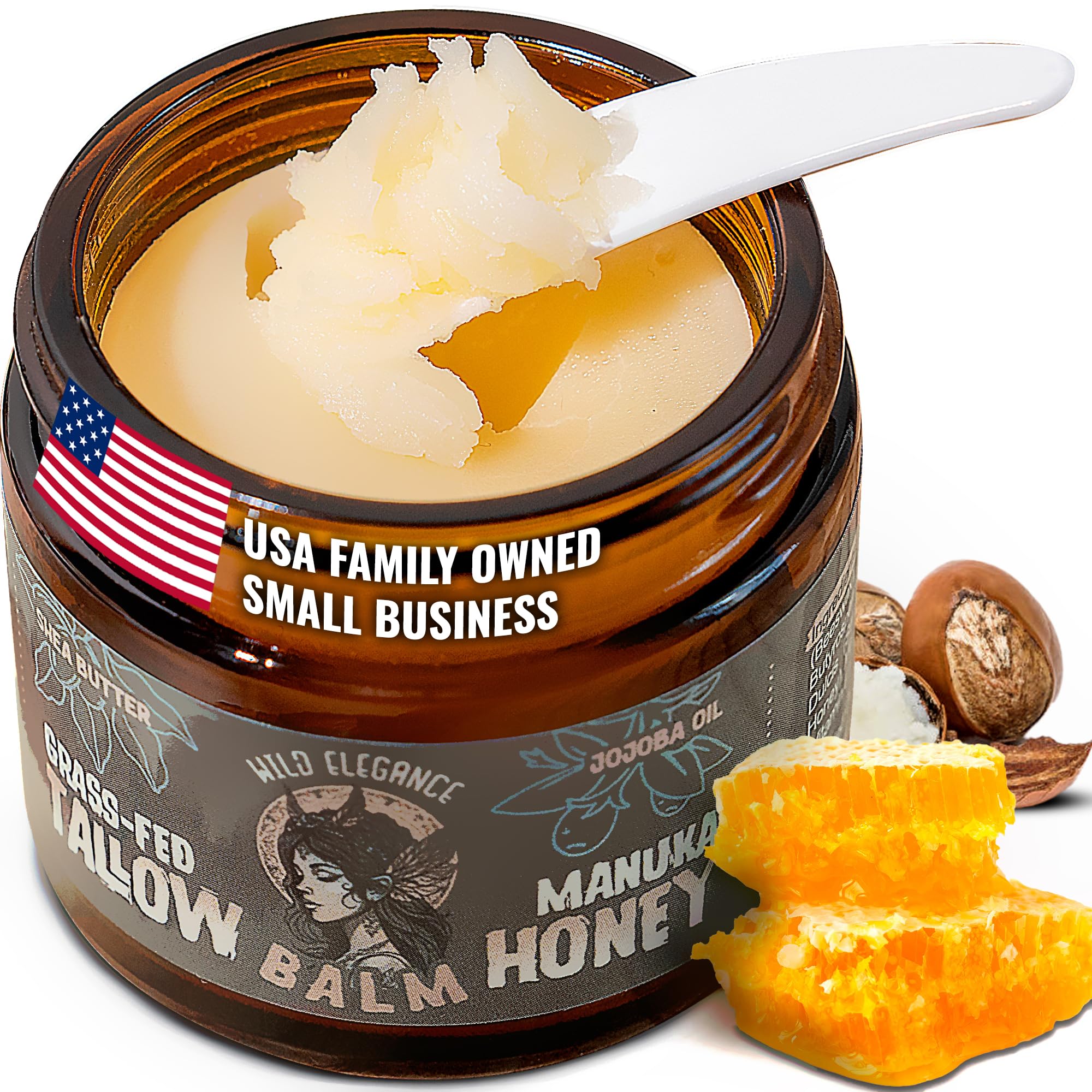 Bálsamo Para A Pele Wild Elegance, Sebo Bovino E Mel, Alimentado Com Capim, 60 Ml