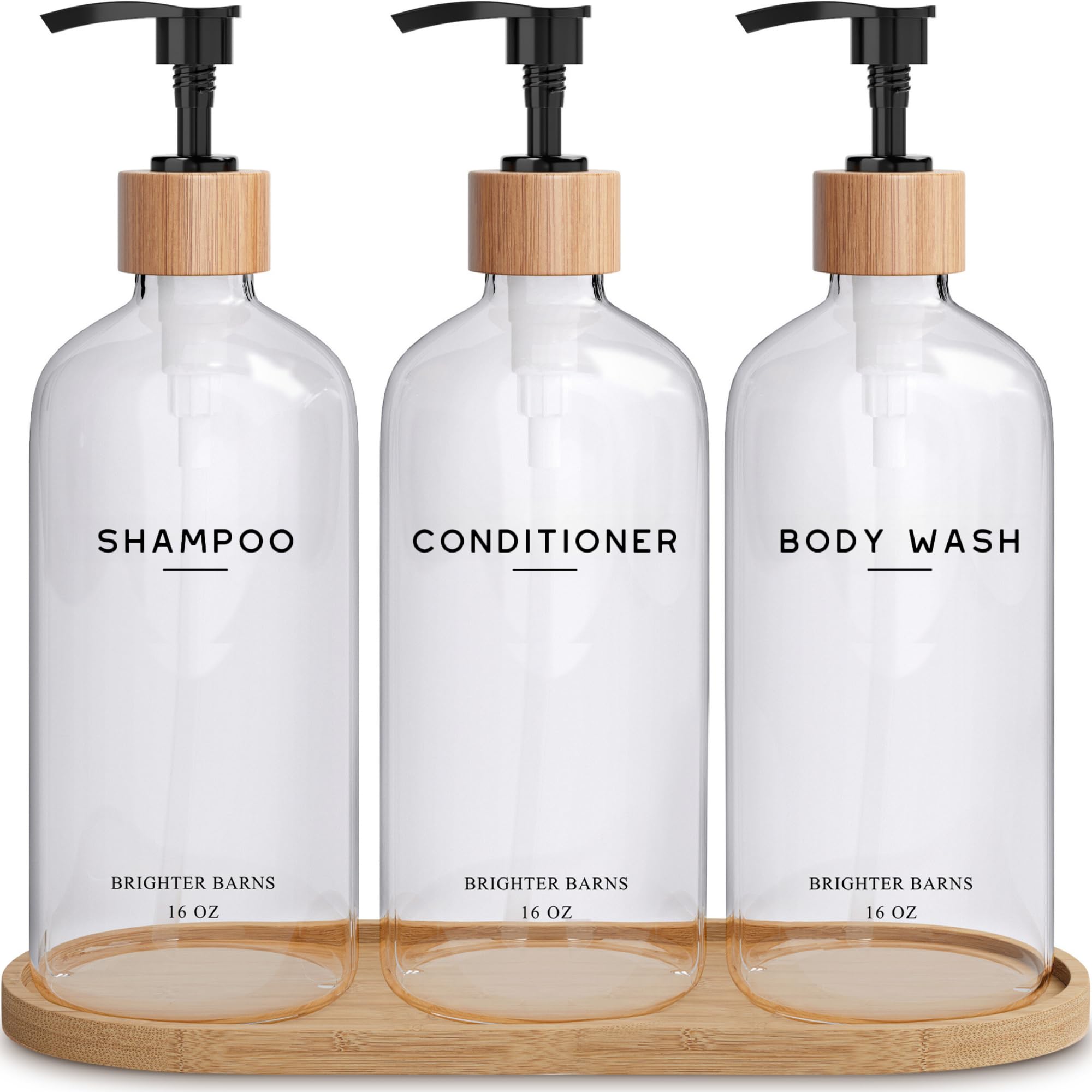 Conjunto De Dispensadores De Shampoo E Condicionador Brighter Barns Clear