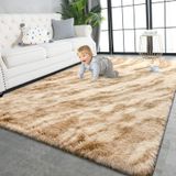 Tapete Area Twinnis Super Soft Shaggy 150x240cm Bege Marrom