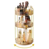 Organizador De Maquiagem Asayuee 360 Rotating 3 Tier Gold Abs