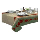 Toalha Mesa Quadrada Rustica 140x140cm Natal Flores Raner