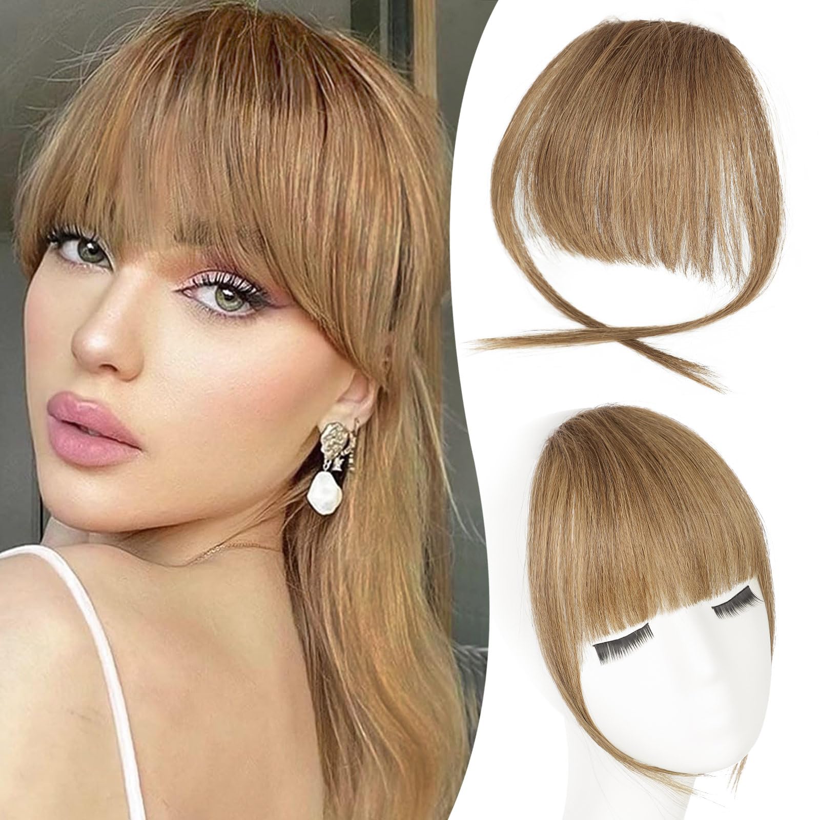 Hair Clip Bangs Pink Seven Bangs Fringe Human Hair Women