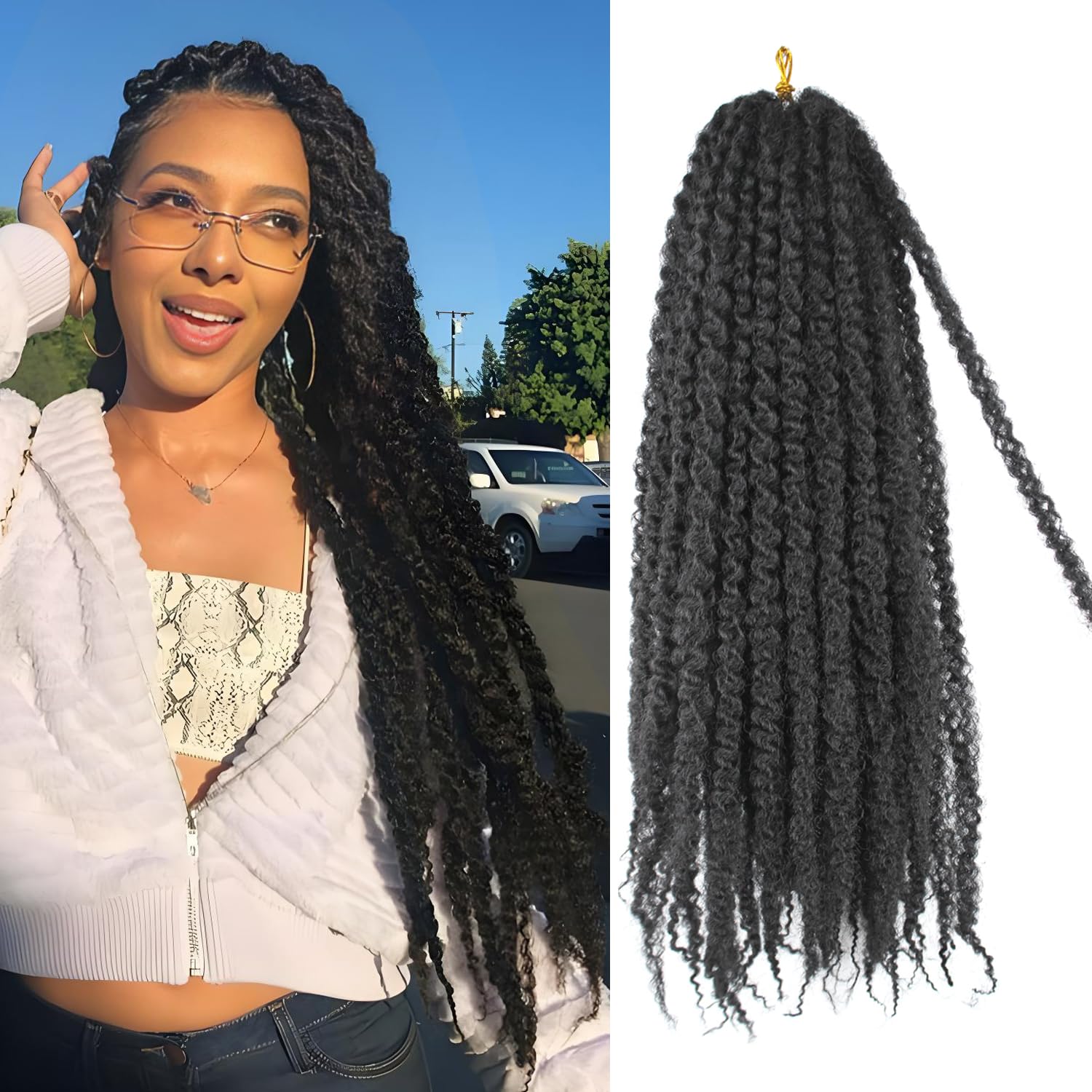 Marley Twist Braiding Hair Seafung 18 Polegadas, 8 Pacotes