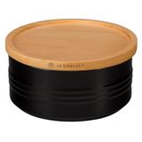 Pote Le Creuset Em Cerâmica Com Tampa De Madeira 420ml Black Onyx 91044402140000