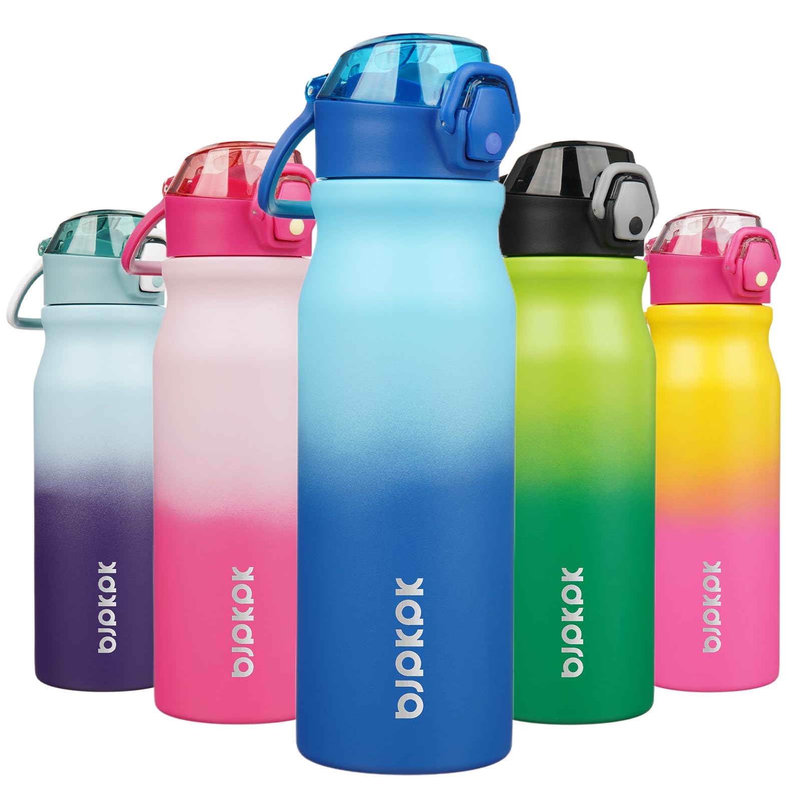 Garrafa De Água Isolada Bjpkpk 750ml Em Aço Inoxidável Com Palha