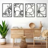 Decoração De Parede Deatee Flower Black Metal 3d Hollow, Pacote Com 4