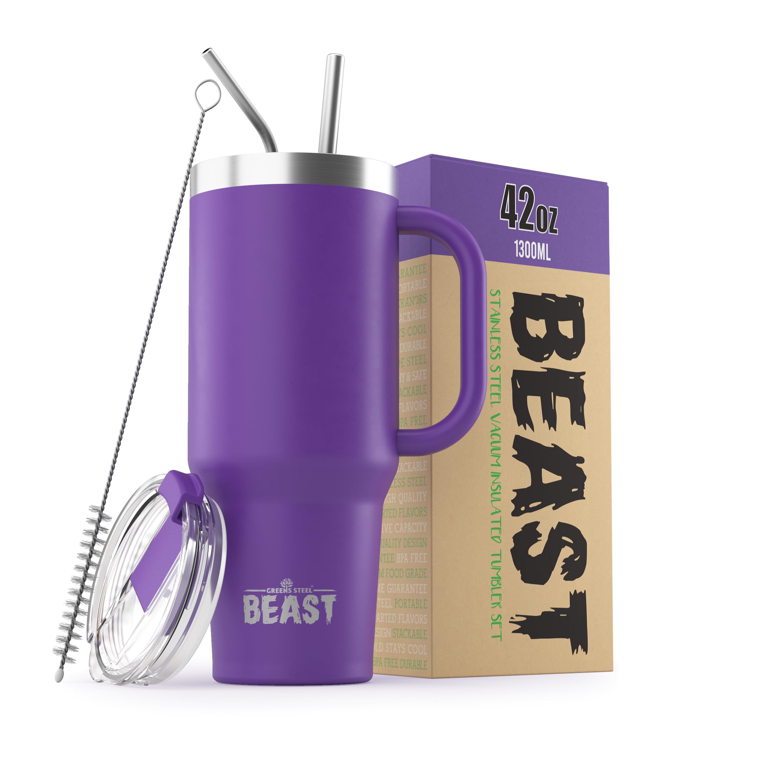 Tumbler Greens Steel Beast Aço Inoxidável 1250 Ml Roxo Escuro