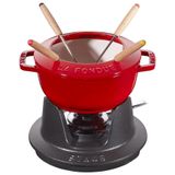 Conjunto Staub De Fondue Em Ferro Fundido Vermelho Cereja 18cm 405119740