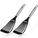 Espátulas De Peixe Ksendalo Utensílios De Cozinha Antiaderentes De Nylon Preto (pacote Com 2)