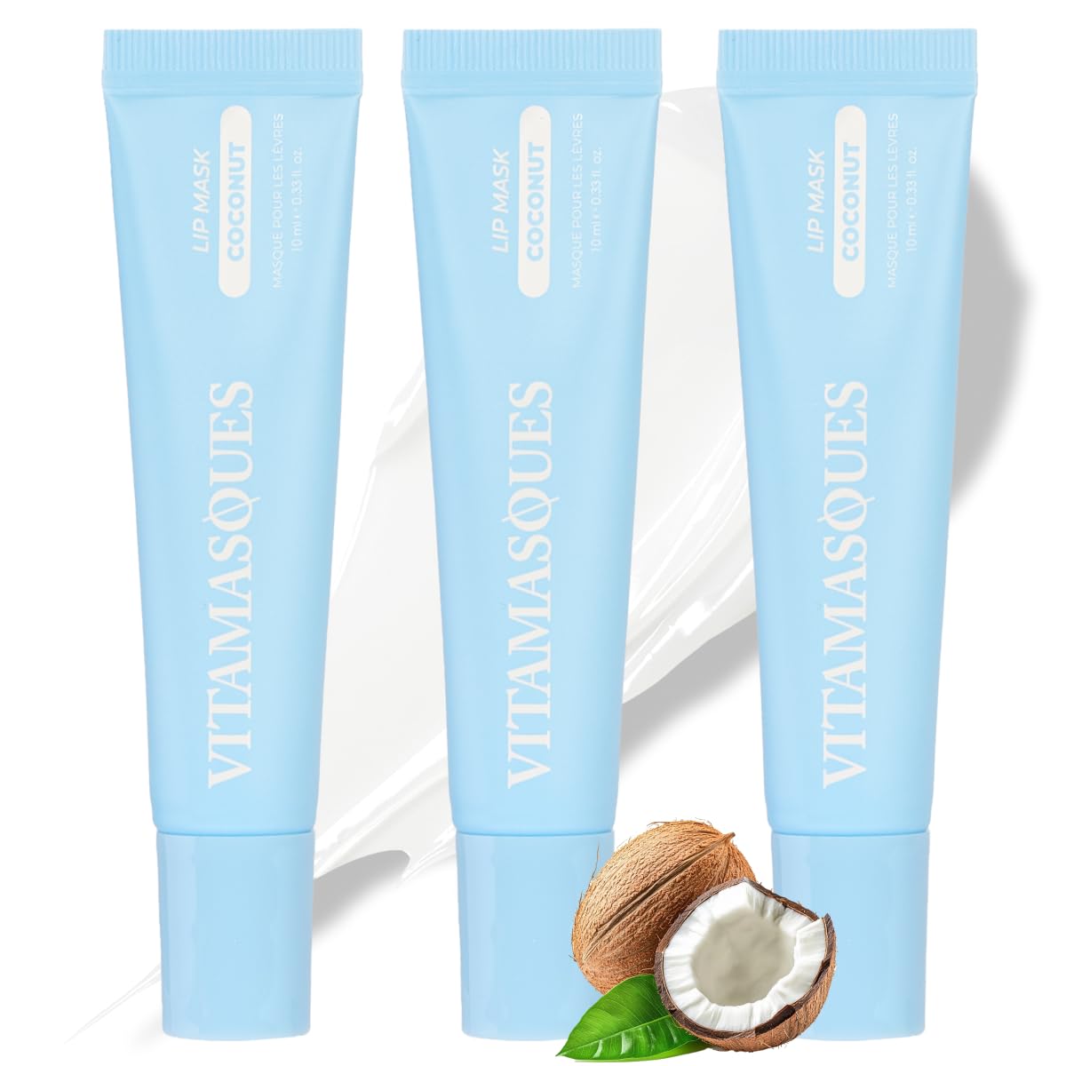 Máscara Labial Noturna Vitamasques Hidratante Sabor De Coco X3