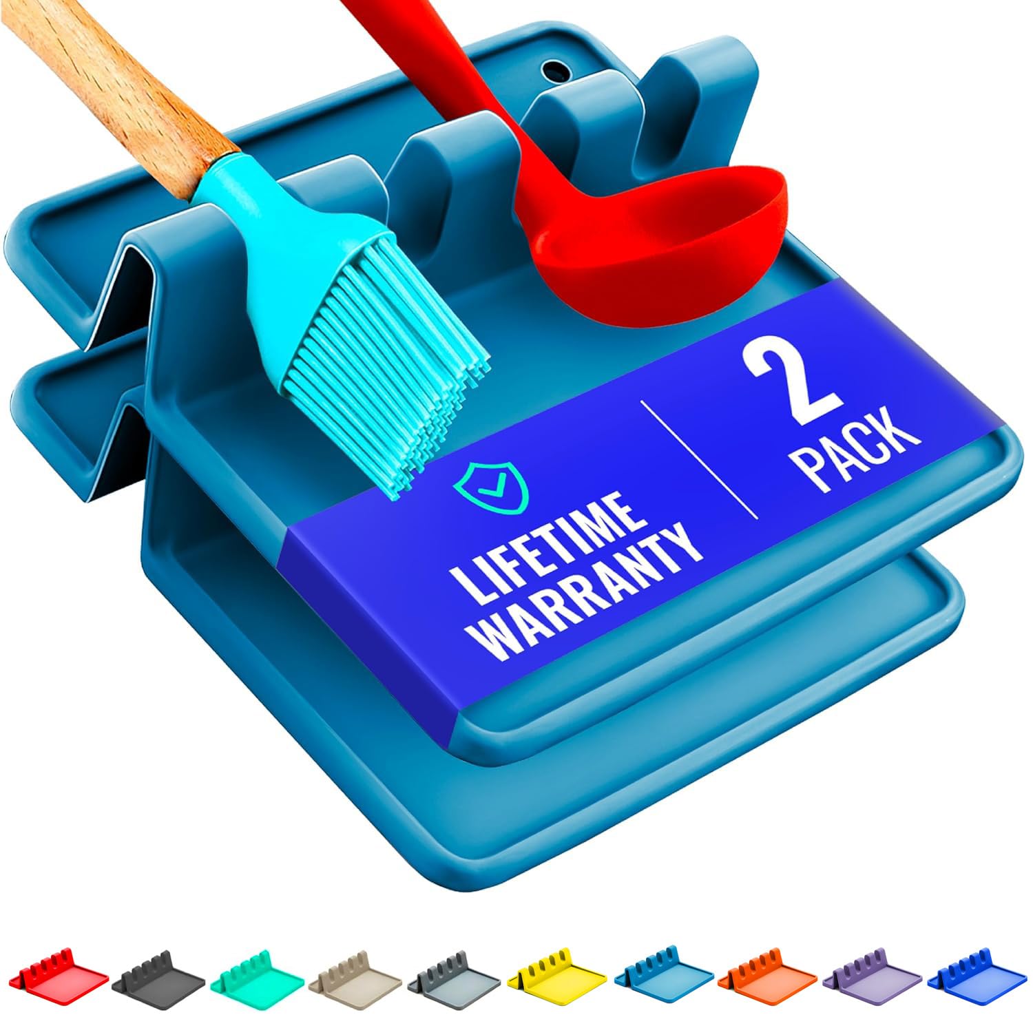 Refrigerador De Descanso De Colher De Silicone Para Cozinha Azul Claro (pacote Com 2)