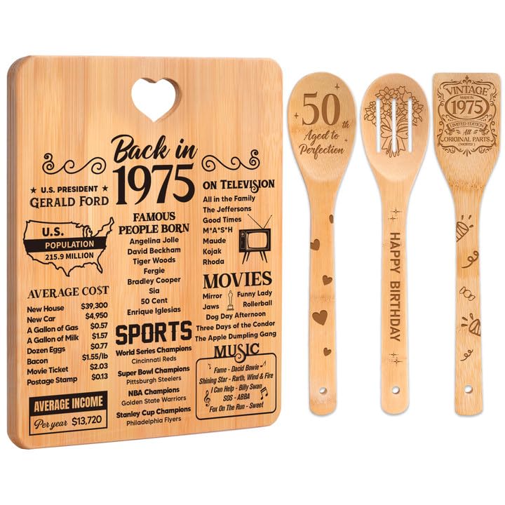 Tábua De Cortar Apjielop 50th Birthday Gifts Bamboo 1975