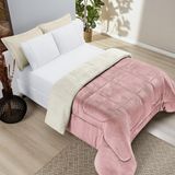 Coberdrom Casa Scarpa Apollo King Sherpa Pele De Carneiro + Manta Flannel - Rosa