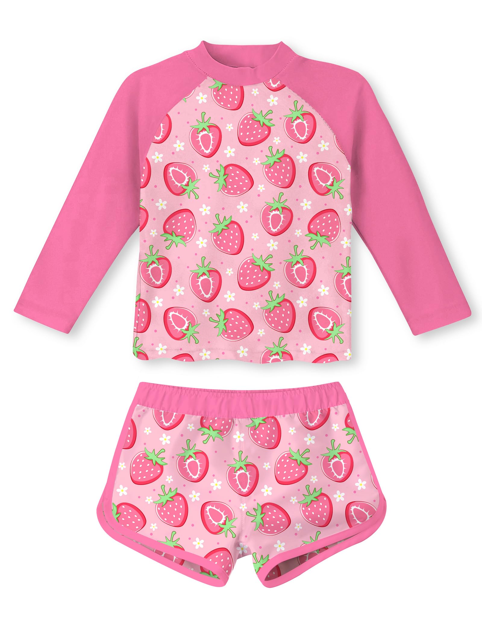 Biquíni De Banho Rash Guard Para Meninas Vogseek 4t-5t Com Morangos