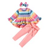 Conjunto De Arco-íris Com Babados Kucnuzki Para Meninas De 12 A 18 Meses