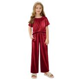 Conjunto De Pijamas Arshiner Girls Soft Satin Silk Red 5-6 Anos