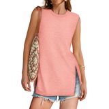 Camiseta Regata Feminina Yousify, Solta, De Verão, Rosa, Tamanho L