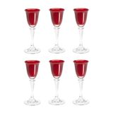 Cj 6 Taças De Cristal P/licor Vermelho Kleopatra 50ml Bohemia