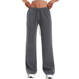 Calça De Moletom Feminina Hesayep, Perna Larga, Cinza Escuro, Tamanho Gg