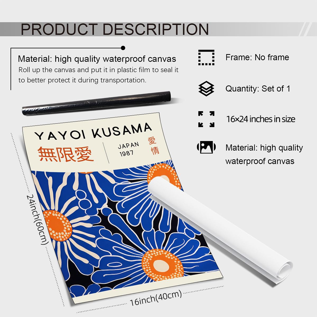 Imprimir Arte De Parede Japonesa Vintage Yayoi Kusama 40x60cm