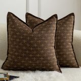 Capas De Travesseiro Mandioo Burlap Linen 40x40cm, Pacote Com 2 Marrons Profundos