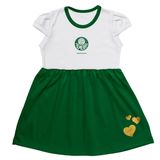 Vestido Palmeiras Infantil Canelado Oficial Torcidababy - Branco - 6