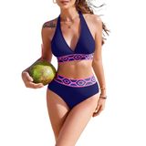 Conjunto De Biquíni Ai&#39;mage, Maiô Feminino De Cintura Alta, Azul Marinho