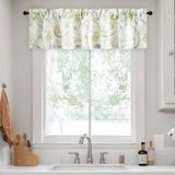 Cortina De Tratamento De Janela Valances Leeva Green Flower Print