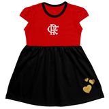 Vestido Infantil Flamengo Canelado Oficial Torcidababy - Vermelho - 4