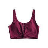 Top De Biquíni Zaful Front Knot Crop Tankini Acolchoado 0-vermelho Escuro L