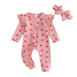 Suéter De Malha Macacão Mozikqin Newborn Baby Girl Love Heart
