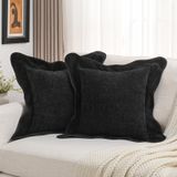 Capas De Almofada Futei Black Chenille 55x55cm, Conjunto De 2