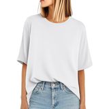 Camiseta Yucolen Oversized Para Mulheres Com Gola Redonda E Algodão Branco