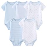 Macacão Para Bebês Mamimaka, Manga Curta, 6-9 Meses, Pacote Com 5 Pacotes De Algodão