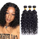 Pacotes De Cabelo Ladrxadr Natural Black Water Wave 30-40cm 3x100g