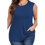 Camiseta Regata Feminina Hailey Azul Marinho Plus Size Xxl