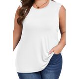 Camiseta Regata Feminina Hailey Plus Size Branca De Verão Gg