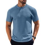 Camiseta Masculina Coofandy De Malha Texturizada De Manga Curta Cinza Azul