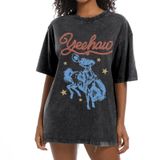 Camiseta Cayxatiu Western Camisas Femininas Vintage Cowgirl