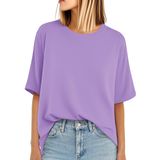Camiseta Feminina Yucolen De Verão De Tamanho Grande, Manga Curta, Roxa Clara